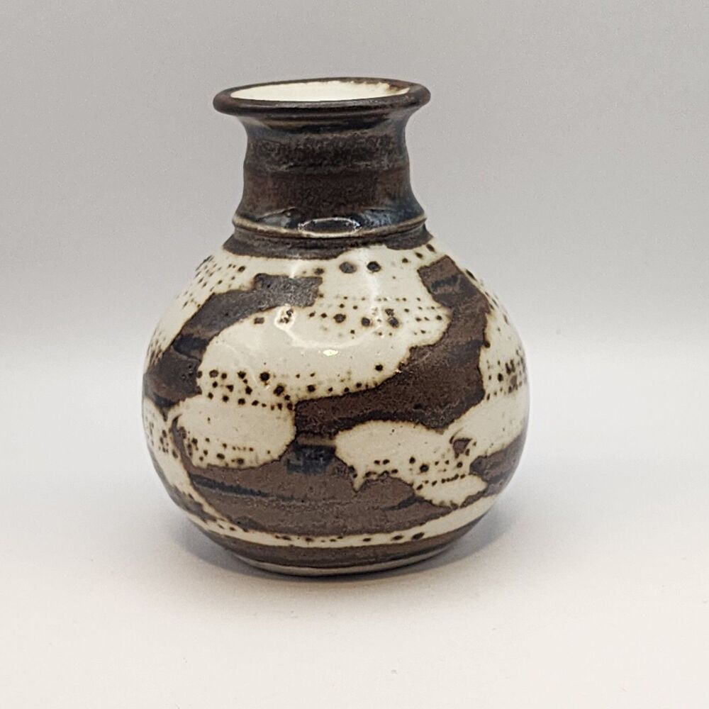 Studio Art Pottery Modern Bud Flower Vase Brown Small 4.5" Stoneware Handmade